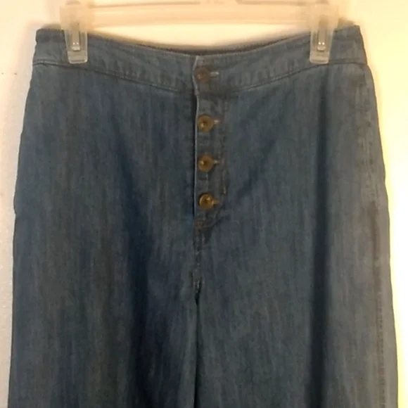 LC Lauren Conrad Jeans Wide Leg Crop Denim Pants Button Front High Rise … - Picture 4 of 11